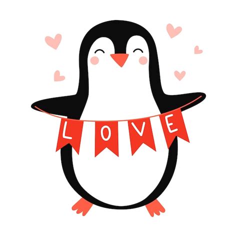 Premium Vector Cute Penguin Penguin In Love Vector Hand Drawn