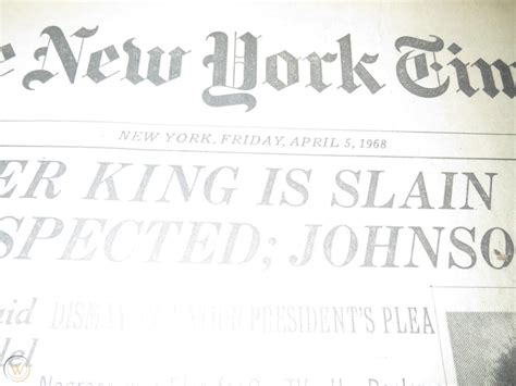 Vintage Newspaper New York Times April 5 1968 Martin Luther King