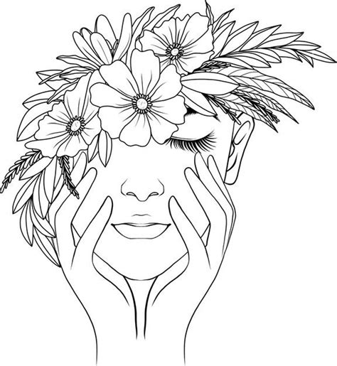 Hand Drawn Woman And Flowers Download On Freepik Line Art Design Outline Art Abstract Line Art