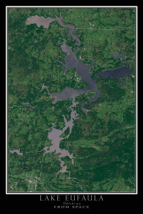 Lake Eufaula Oklahoma From Space Satellite Poster Map