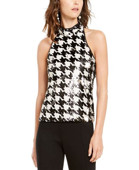 Inc International Concepts Inc Sequin Houndstooth Halter Top Created