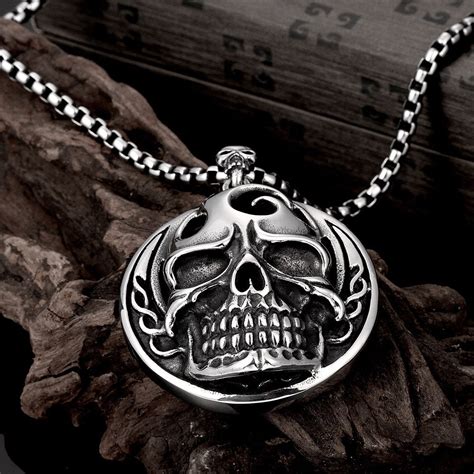 Round Skull Necklace For Men 30 Sale Free Shipping Jewelrify