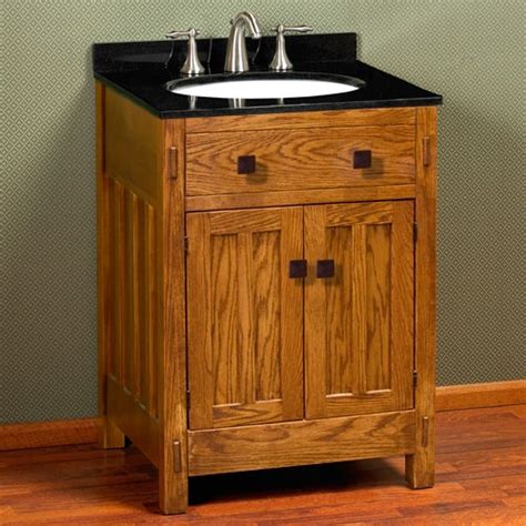The style of the vanity can complement the style of the public rooms of the house or make a bold statement. 24" Mission Hardwood Vanity Cabinet with Undermount Basin ...