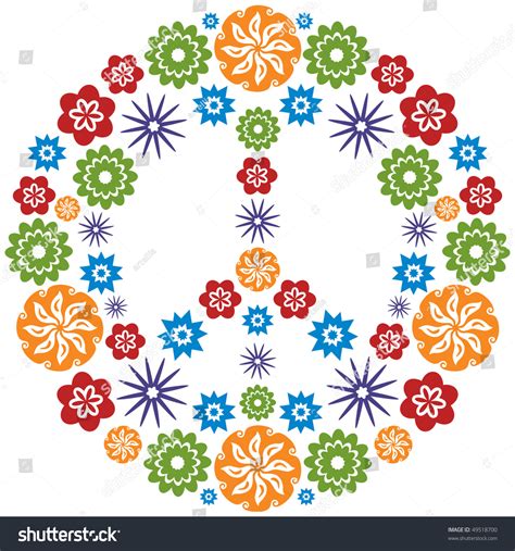 The meaning of these gorgeous flowers varies depending on the hue. Peace Love Symbol Made Flowers Multicolor Stock Vector ...