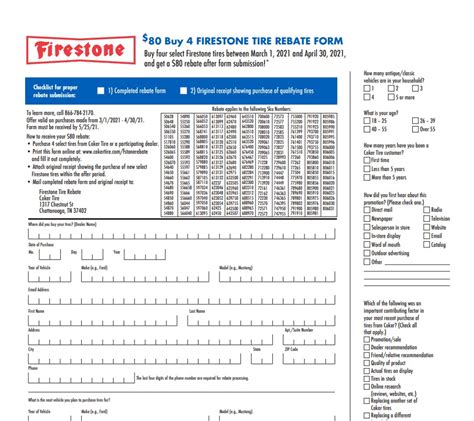 Firestone Tire Rebate Claim Form