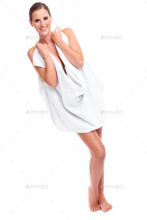 Sensual Naked Woman With Towel Stock Photo By Macniak PhotoDune