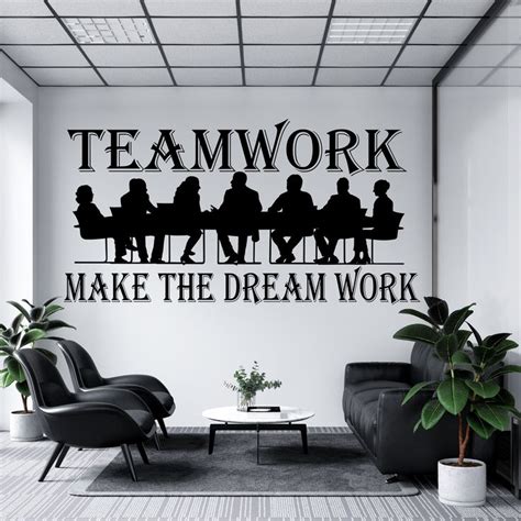 A Wall Decal With The Words Teamwork Make The Dream Work In Black And White