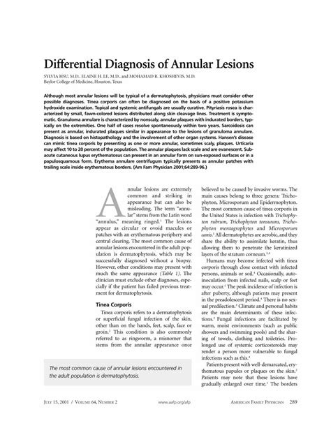 Pdf Differential Diagnosis Of Annular Lesions Diagnosis Of Annular