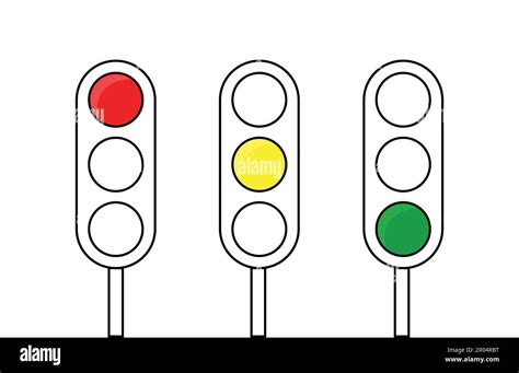 Traffic Light Doodle Flat Illustration With Three Lights Road