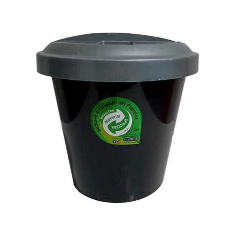 Cesto Tacho Basura Eco Reciclaje Tapa Gris Lts Colombraro