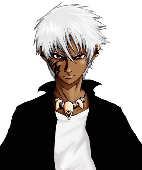 But his incredibly deep voice helped him. Image result for white hair and dark skin male character ...