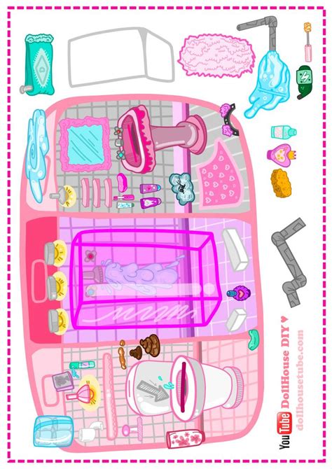 Dollhouse Lol Surprise Book Bathroom For Paper Dolls Paper Craft 1