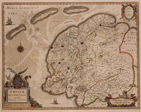 Old Map Friesland Original Engraving 17th Century Antique Print