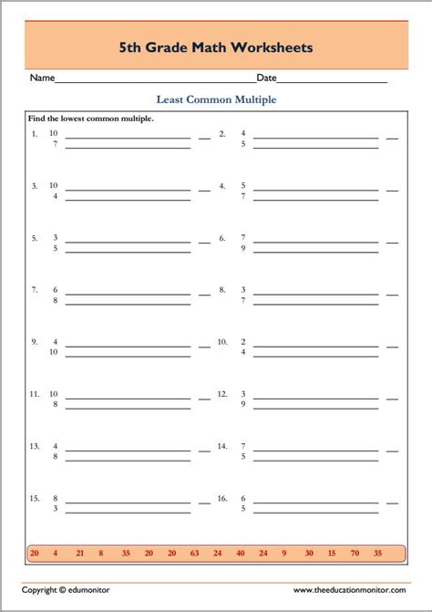 Before we discussed the cbse class 2 maths work sheet overview. Least Common Multiple Worksheets 5th Grade - EduMonitor