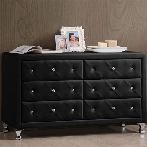 Baxton Studio Luminescence Faux Leather Upholstered Dresser In Black