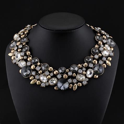 2015 New Za Brand Fashion Crystal Necklaces And Pendants Costume Chunky