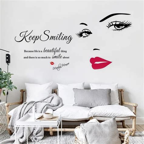 Keep Smiling Removable Vinyl Lettering Art Words Mural Home Room Decor