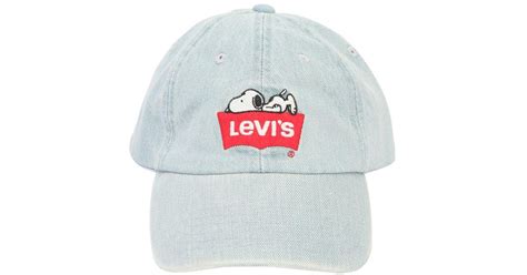 Levis Snoopy Embroidered Denim Baseball Hat In Blue For Men Lyst