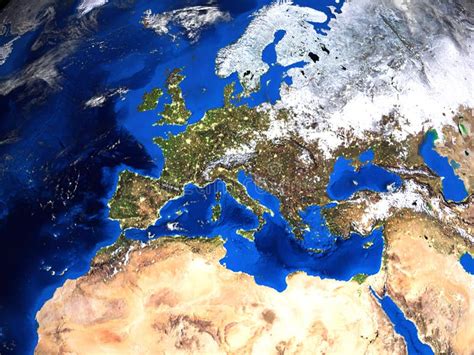 Europe And North Africa Map View From Space 3d Stock Illustration