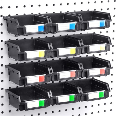 Pegboard Bins 12 Pack Black Hooks To Any Peg Board Organize