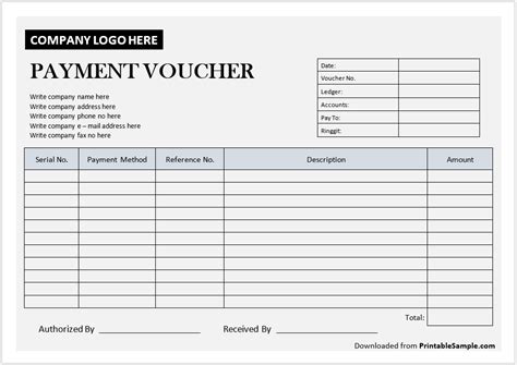 Payment Voucher Template 20 Printable Samples