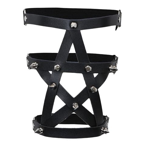 Adjustable 3 Rows Leather Leg Garter Belt Punk Gothic Rivet Stud Thigh