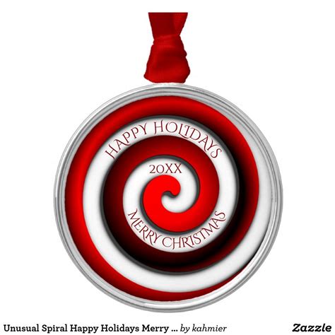 Unusual Spiral Happy Holidays Merry Christmas Year Ceramic Ornament