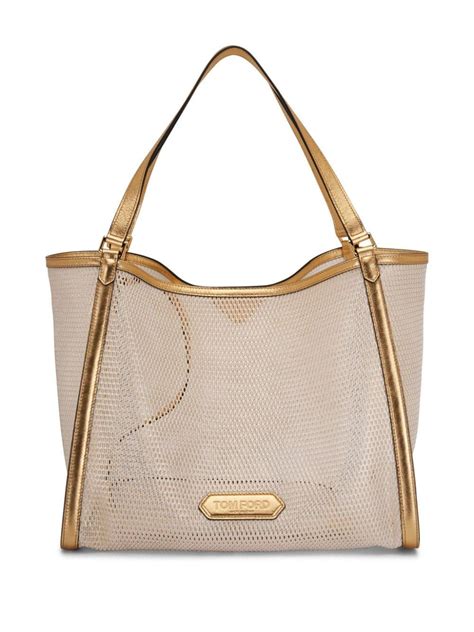 Sac Cabas En Cuir Patch Logo Tom Ford En Coloris Neutre Lyst