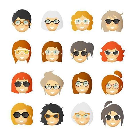 Women In Glasses Avatars Set Womens Glasses Cute Icons