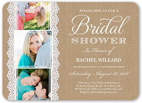 Lace And Burlap 5x7 Bridal Shower Invitations Shutterfly