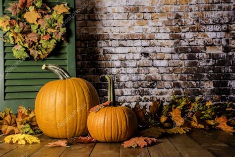 Pumpkins And Autumn Leaves — Stock Photo © Zenmaster8