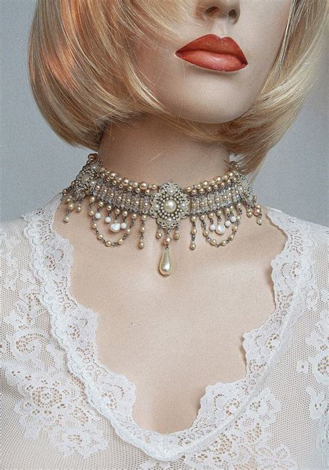 Bridal Necklace Victorian Choker Wedding Necklace By Mybabebride Vintage Bride Jewelry