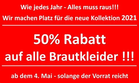 So lassen sich die kosten für das kleid reduzieren und das. 50% auf alle Brautkleider Saarland - wir machen Platz für ...