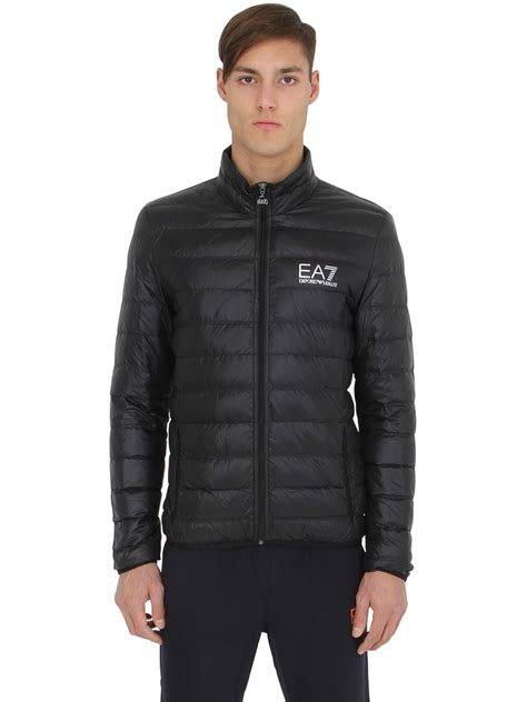 Ea7 Emporio Armani Core Identity Packable Nylon Down Jacket In Black