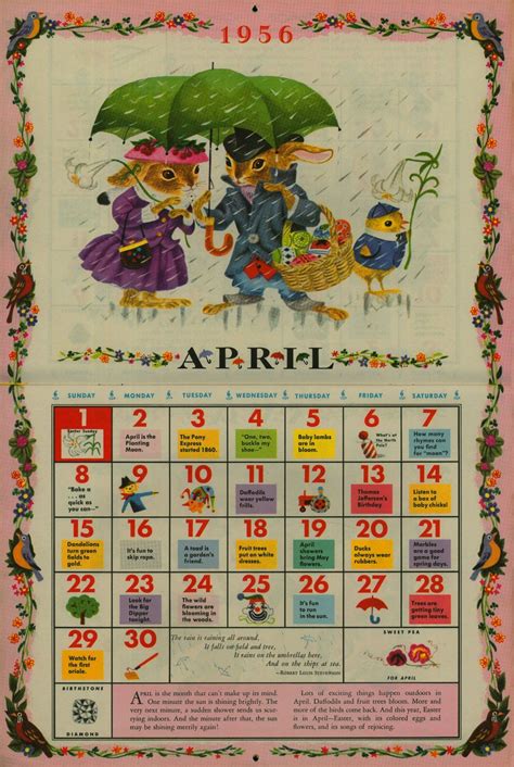 The Golden Calendar 1956 With Images Vintage Calendar Scarry