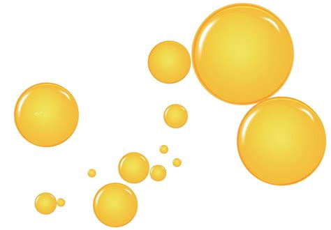 Golden Yellow Oil Drops Bubbles Vector Illustration Oil And Water
