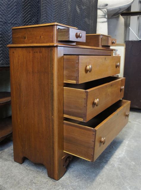 Antique Early American Walnut Dresser Chest Glove Box Drawers Victorian At 1stdibs