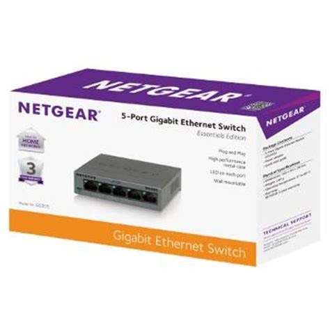 Netgear 5 Port Gigabit Ethernet Soho Unmanaged Switch Gs305 300aus