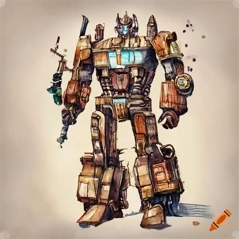 Watercolor Illustration Of Steampunk Transformers On Craiyon
