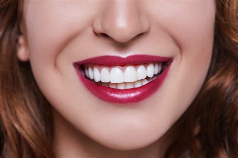 Healthy White Smile Close Up Beauty Woman With Perfect Smile Lips And