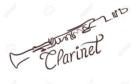 Clarinet Line Art Drawing On White Vector Illustration Stock Vector