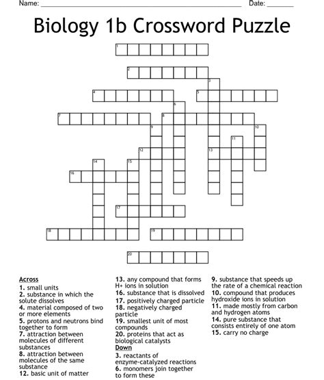 Biology 1b Crossword Puzzle Wordmint