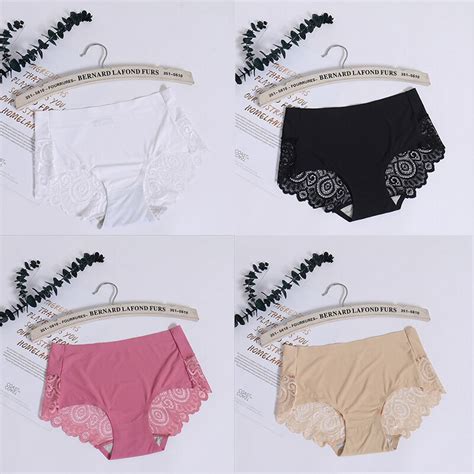 Sexy Seamless Panties Ice Silk Women Underwear Cotton Crotch Mid Rise Briefs For Girls Bikini