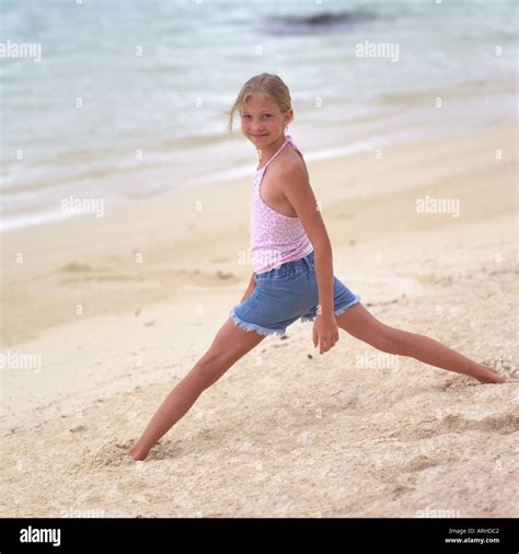 Young Girl On Beach At Moorea In Tahiti Stock Photo Alamy