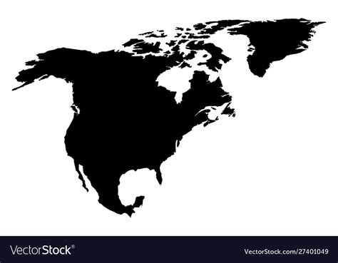 North America Silhouette Map Royalty Free Vector Image