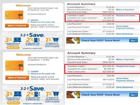 We have attempted to confirm all information to we are doing our best here, but check our work! Walmart MasterCard CLI to $25,000 and first 800 sc ...