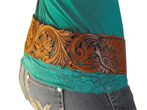 Items Similar To Hand Tooled Leather Cowgirl Hipster Belt On Etsy