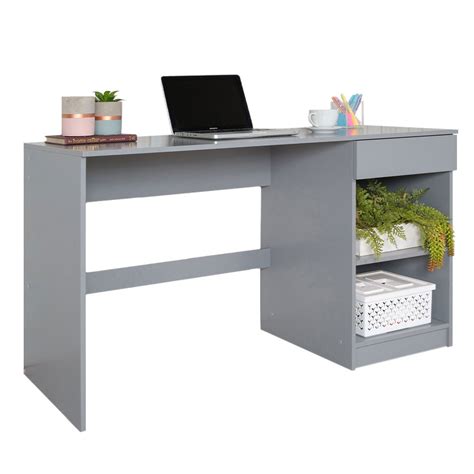 Madesa Compact Home Office Computer Writing Desk Study Table Grey