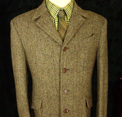 Rare 1940s Style Mens Vintage Harris Tweed Jacket Blazer Jigs42 44