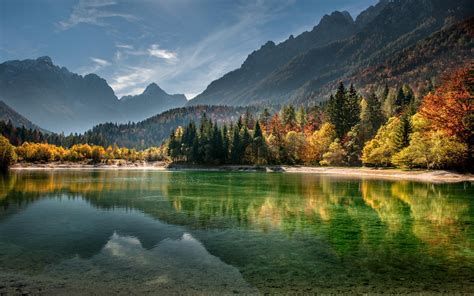 Nature Landscape Lake Mountain Forest Fall Mist Sunset Water Beach Slovenia Trees